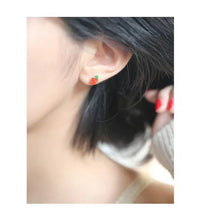 Load image into Gallery viewer, pendientes de plata de ley 925 con forma de zanahoria y conejo