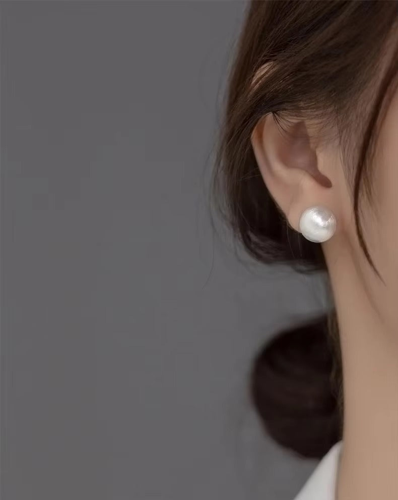 pendientes de plata de ley 925 para mujer, aretes redondos elegantes esmerilados