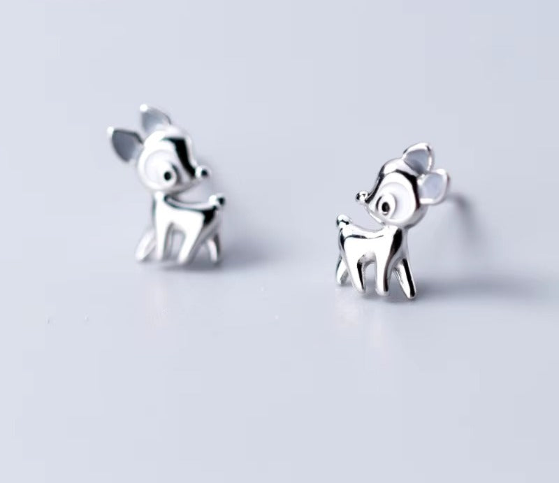 pendientes de tuerca de ciervo para mujer, de plata de ley 100% 925