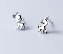 Cargar imagen en el visor de la galería, pendientes de tuerca de ciervo para mujer, de plata de ley 100% 925