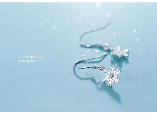pendientes colgantes minimalistas con forma de copo de nieve para mujer, joyería coreana