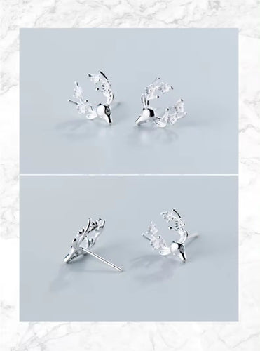 oro Color rosa flor joyería para mujer encanto árbol hoja clásico Real 925 Plata de Ley moda pendientes regalo