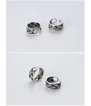 Load image into Gallery viewer, Silver Vintage Stripe Clip pendientes encanto elegante 925 Plata de ley pendiente para mujeres