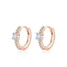 Load image into Gallery viewer, pendientes de aro de Plata de Ley 925 para mujer, aretes con hebillas de oreja de ópalo