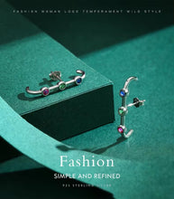 Load image into Gallery viewer, pendientes de plata esterlina 2021 para mujer y niña, aretes de cristal de colores del Arcoíris