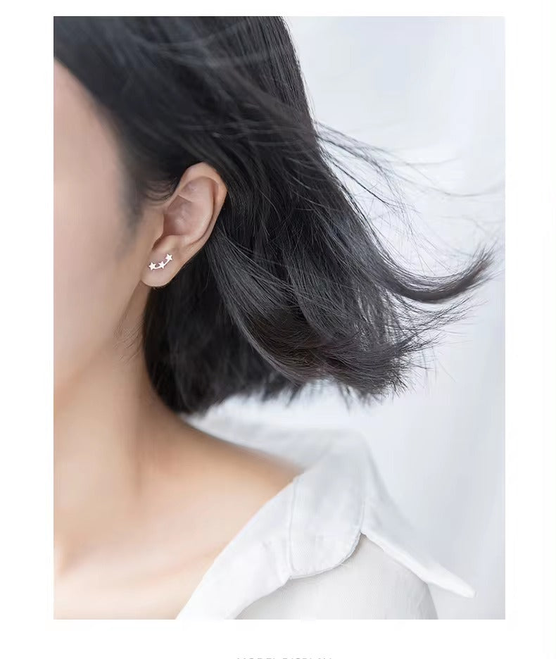 pendientes de plata de ley 925 con estrellas esmeriladas para mujer
