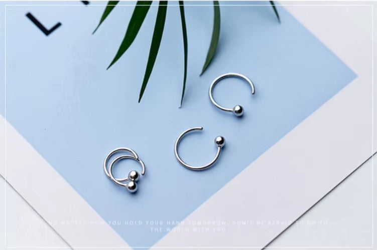 pendientes de aro de plata de ley 2021 auténtica para mujer, aretes de aro sencillos con cuentas redondas