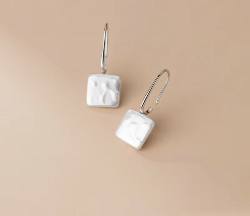pendientes de plata de ley 925 con forma cuadrada para mujer
