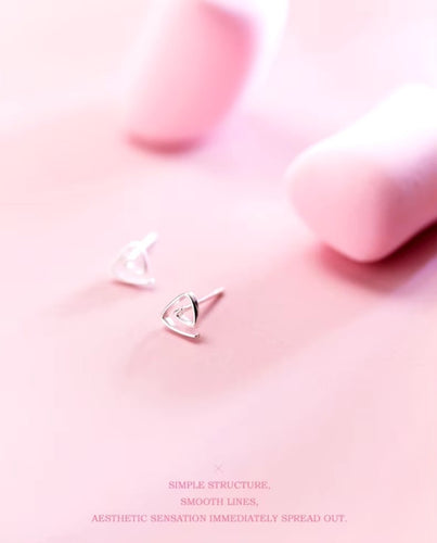 pendientes de plata de ley 925 con forma de triángulo, joyería fina minimalista