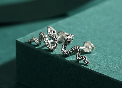 pendientes de plata de ley 100% con forma de serpiente para mujer