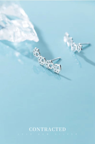 pendientes largos de Plata de Ley 925 con forma de pata de perro y gato para mujer