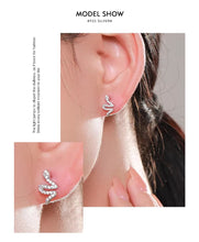 Cargar imagen en el visor de la galería, pendientes de plata esterlina 925 para mujer, aretes brillantes de serpiente de circonia cúbica