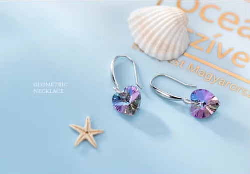 pendientes colgantes de cristal arcoíris para mujer