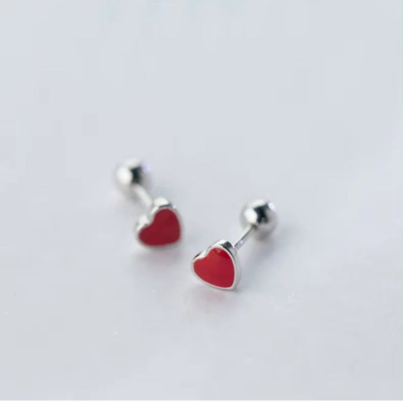 pendientes pequeños de Plata de Ley 925 con corazones románticos