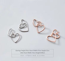 Cargar imagen en el visor de la galería, pendientes románticos de corazones a corazón para mujer