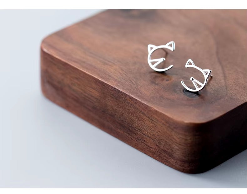 pendientes de tuerca con Forma de cara de gato para mujer y niña, joyería Coreana