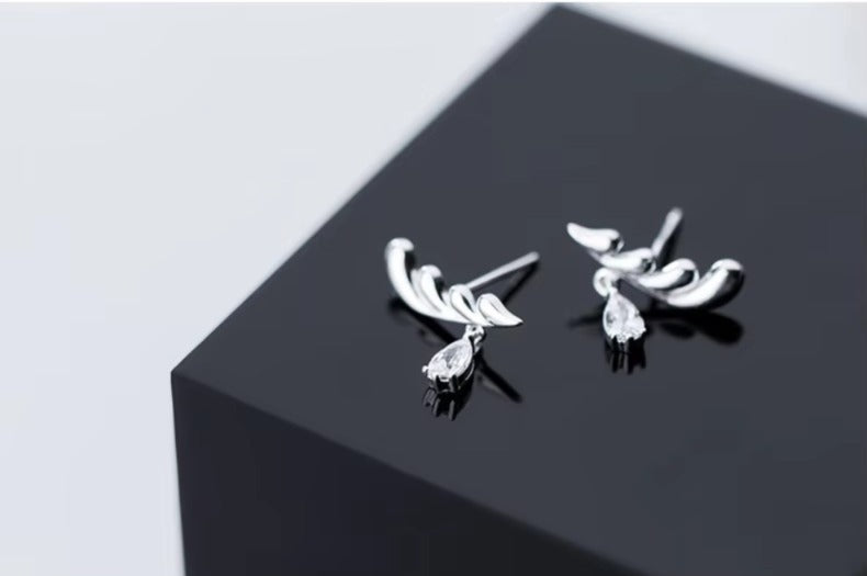 pendientes de plata de ley 925 con diseño de alas de Ángel para mujer, aretes pequeños, plata esterlina
