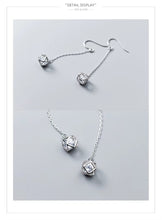 Load image into Gallery viewer, pendientes de gota de circonia cúbica para mujer, aretes de plata de ley 100% auténtica