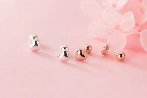 pendientes de plata de ley 925 con corazones brillantes