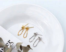 Cargar imagen en el visor de la galería, Rock Punk negro cadena Stud pendientes moda 100% Plata de Ley 925 colgante