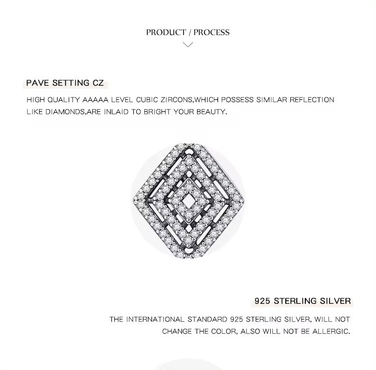 pendientes de plata de ley 925 para mujer, joyería fina de compromiso con rombos geométricos Retro