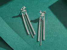 Cargar imagen en el visor de la galería, pendientes largos de gota con borlas para mujer, de Plata de Ley 925 auténtica