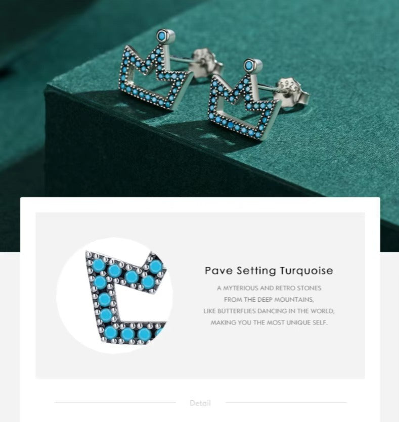 pendientes de plata de primera ley y turquesa para mujer