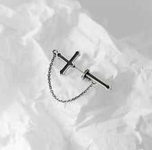 Load image into Gallery viewer, pendientes de plata de ley 100% 925 para mujer y niña, joyería de esmalte negro