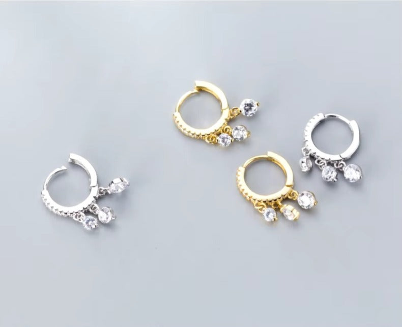 pendientes de aro de Plata de Ley 925 para mujer, joyería fina con borla