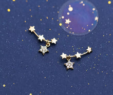 Load image into Gallery viewer, pendientes de plata de ley 925 con forma de estrella centelleante para mujer