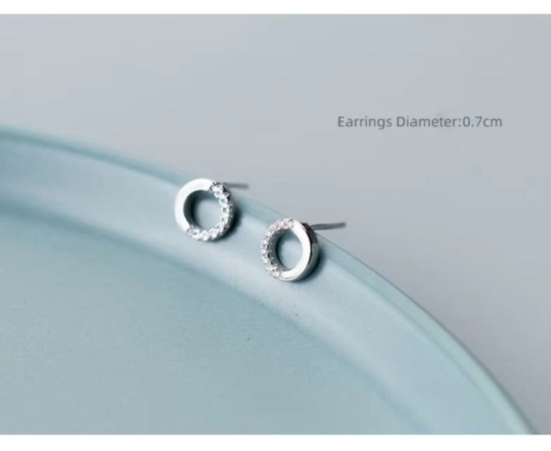 pendientes redondos de circonita para mujer, joyería fina de Plata de Ley 925