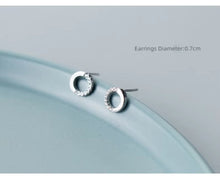 Cargar imagen en el visor de la galería, pendientes redondos de circonita para mujer, joyería fina de Plata de Ley 925