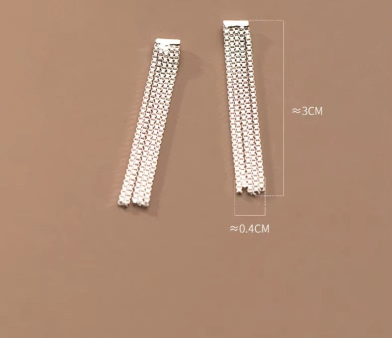 pendientes largos de Plata de Ley 925 con borla para mujer