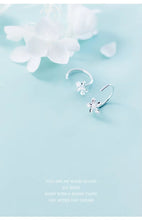Load image into Gallery viewer, pendientes de aro de Plata de Ley 925 auténtica para mujer, abalorio de flor Simple