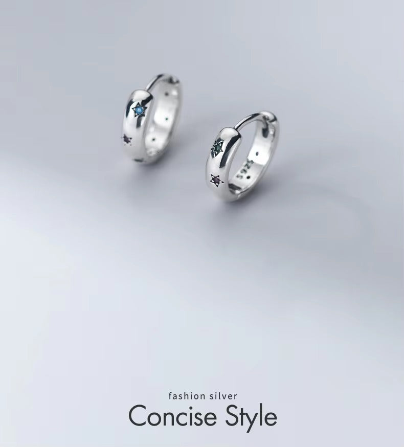 pendientes redondos de Plata de Ley 925 auténtica para mujer