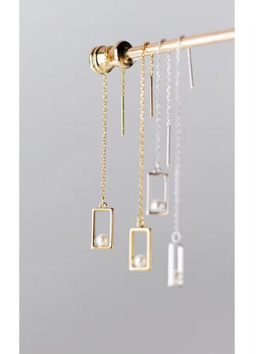 pendientes de gota de perla cuadrada para mujer