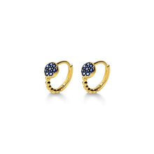 Load image into Gallery viewer, pendientes de aro de Plata de Ley 925 con piedra de cristal azul para mujer