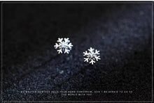 Cargar imagen en el visor de la galería, pendientes románticos de circonita con forma de copo de nieve para mujer, joyería auténtica