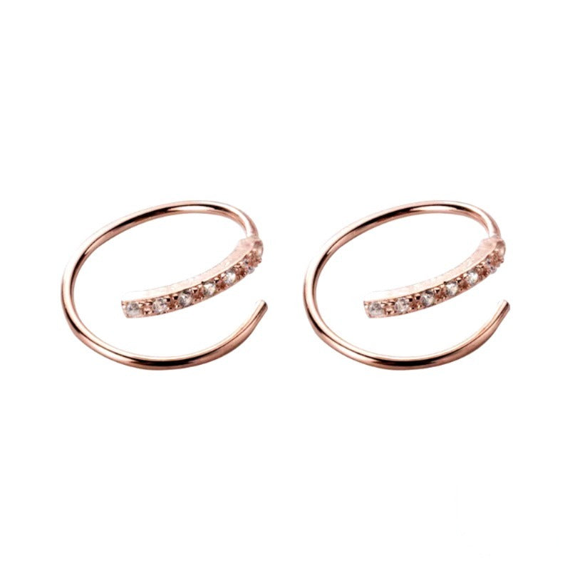 pendientes de plata de ley 925 con línea geométrica para mujer