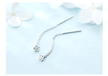 Load image into Gallery viewer, pendientes de plata de ley 100% con forma de flor para mujer, aretes largos, colgantes