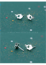 Load image into Gallery viewer, pendientes de plata de ley 100% con forma de cerdo, joyería con cierre de tuerca