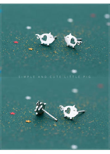 pendientes de plata de ley 100% con forma de cerdo, joyería con cierre de tuerca