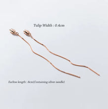 Load image into Gallery viewer, pendientes de gota de borla de cadena larga Rosa minimalista para mujer