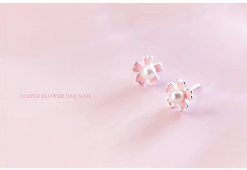 pendientes de plata de ley 925 con forma de planta, joyería de perlas hipoalergénicas