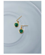 Load image into Gallery viewer, pendientes colgantes de ópalo verde de Plata de Ley 925 para mujer, joyería elegante