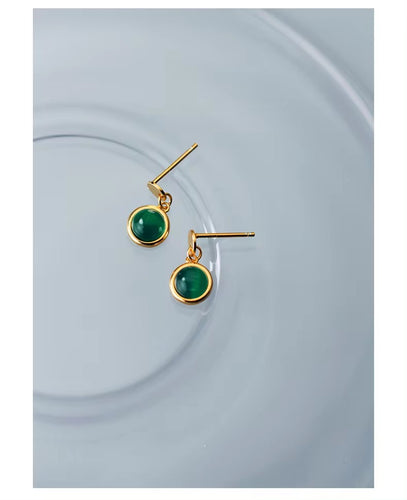 pendientes colgantes de ópalo verde de Plata de Ley 925 para mujer, joyería elegante