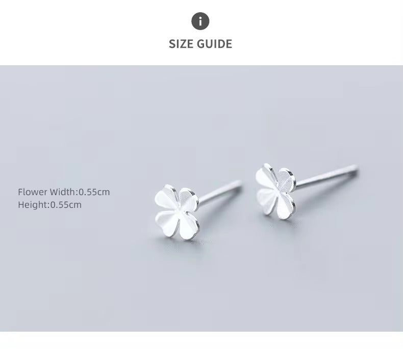 pendientes de plata de ley 925 para mujer, aretes sencillos de trébol de la suerte