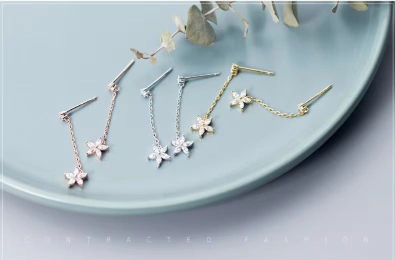 pendientes de gota de 3 colores para mujer, de Plata de Ley 925, brillante, transparente