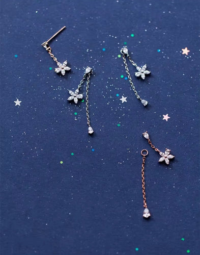 pendientes de plata de ley 925 con forma de flor para mujer