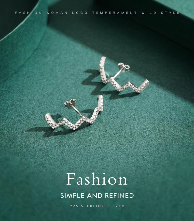 pendientes geométricos de Plata de Ley 925 con circonita transparente, joyería fina Bohemia